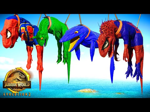 Spiderman T-Rex Vs Spiderman I-Rex Vs Spinosaurus,Dinosaur BreakOut Fight,Jurassic World Evolution 2