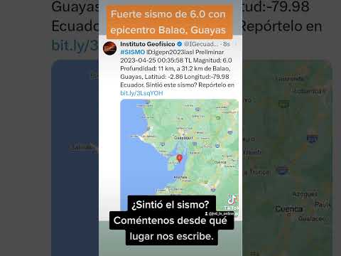 Fuerte sismo de 6.0 con epicentro en Balao, provincia del Guayas