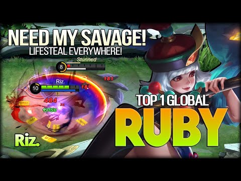 1 Step for Savage! 18 Kill Lifesteal Everywhere. Riz. Top 1 Global Ruby - Mobile Legends