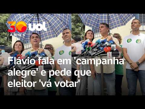Flávio vota no Rio, fala em ‘campanha alegre’ e pede que eleitor ‘vá votar’