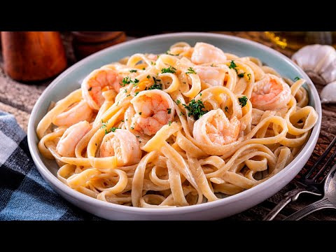 Como Hacer Pasta Con Langostinos Cremosos | Receta para una cena romántica.