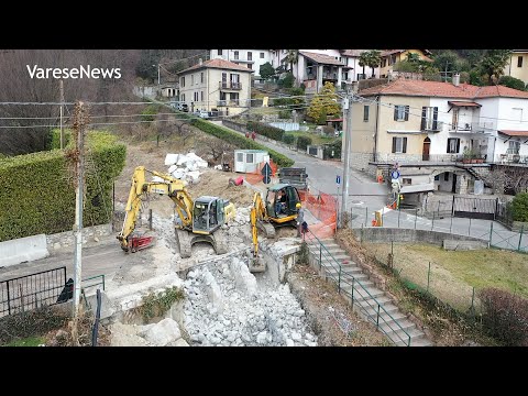 Abbattuto il ponte/tappo che causava le alluvioni a Luvinate