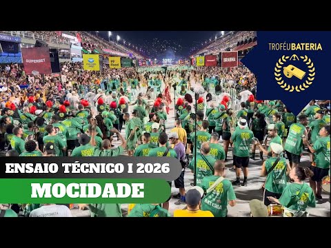 Bateria da Mocidade Independente no ensaio técnico para o carnaval 2026
