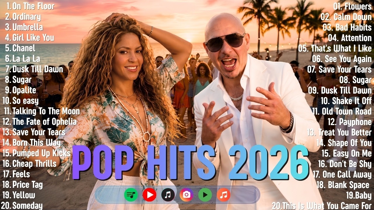 Justin Bieber, Pit Bull, Taylor Swift, Shakira, Bruno Mars 🌼🎧 Top Hits 2026 🔥 Spotify Trending Songs