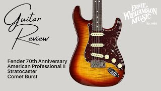 Video thumbnail for Fender's Comet Burst Blastoff! 70th Anniversary American Pro II Stratocaster Review by Ernie Williamson Music