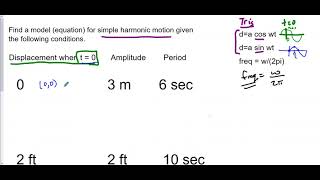 Finding a trigonometric model (equation) for simple harmonic motion