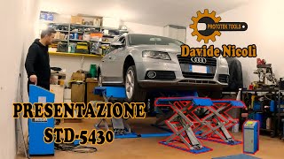 Download the video "Presentazione ponte sollevatore a Forbice modello sopra al pavimento. STD-5430"