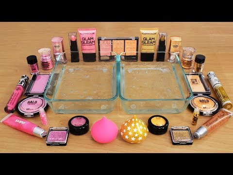 Mixing Makeup Eyeshadow Into Slime ! Pink vs Gold Special Series Part 23 Satisfying Slime Video