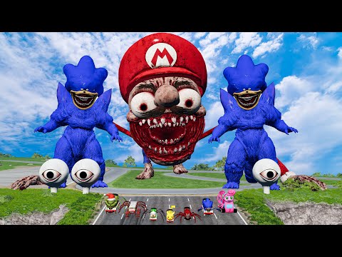 ALL MONSTERS Big & Small Cars with NEW CURSED MARIO EATER & SONIC BeamNG.Drive