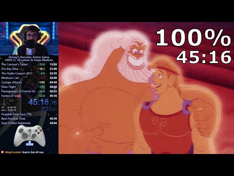 Disney's Hercules: Action Game 100% LC All Letters & Vases Medium Speedrun in 45:16