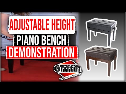 Griffin Piano Bench - Black Solid Wood Frame & Luxurious, Comfortable PU Leather - Padded Seat Keyboard Stool With Hidden Storage Space - Sturdy Vintage, Adjustable, Antique Design image 15