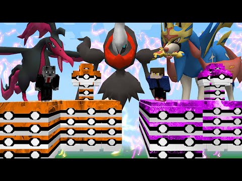 *Novo* Ilha de Lucky Pixelmon GIGANTE de Pokemon Lendário vs Inicial vs Ultra Beast no Minecraft