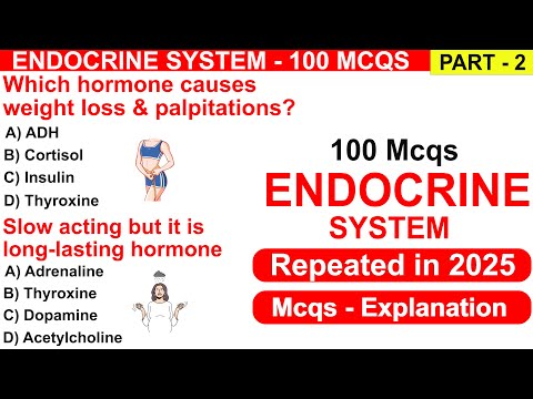 Endocrine Glands mcqs part 2 | Endocrine system anatomy | oxytocin | cortisol | estrogen | biology