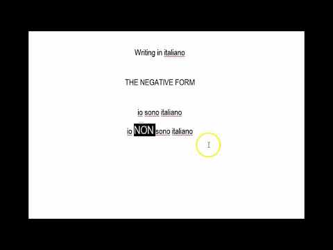 ITALIAN GRAMMAR  The negative  il negativo NON NO