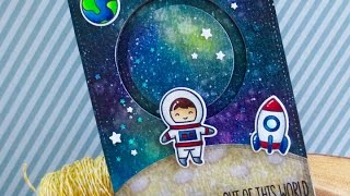 Galaxy Background Slider Card | Copic Coloring | Lawn Fawn