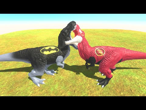 FLASH T-REX VS BATMAN T-REX DEATH RUN - Animal Revolt Battle Simulator