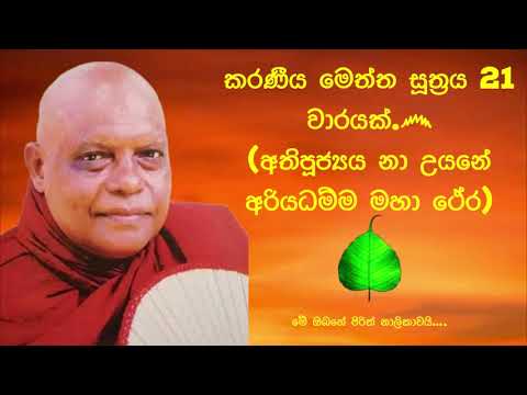 කරණීය මෙත්ත සූත්‍රය 21 වාරයක් | අති පූජ්‍යයය නා උයනේ අරියධම්ම ස්වාමාමීන් වහන්සේ.