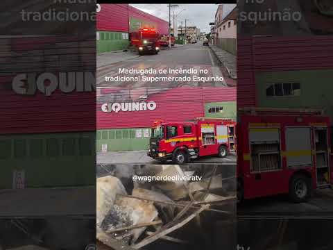 SUPERMERCADO ESQUINÃO PEGA FOGO EM SANTA CRUZ DE MINAS; BOMBEIROS ATUAM MADRUGADA INTEIRA