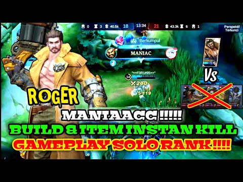 GAMEPLAY ROGER SOLO RANK | Mobile Legends_Best Build & Item Roger Instan Maniac!!!!
