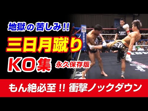 これが三日月蹴りだ!! 土下座ダウン KO集 Toekick KO HIGHLIGHT Mikazuki  天心 武居 原口 瑠輝也 村越 RENA 芦澤 シュルト 朝久 菊野  極真