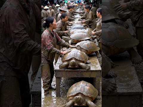 Exploring Traditional Asian Markets: The Unique Trade of Jumbo Turtles.@muhibsavor-ai