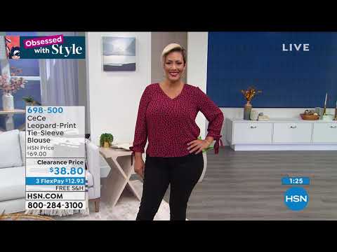 CeCe LeopardPrint TieSleeve Blouse