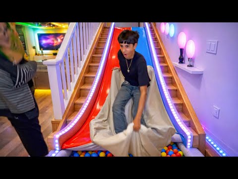 TURNING MY STAIRS INTO A SLIDE *BAD IDEA*