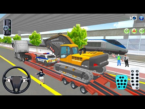 Heavy Excavator & Construction Vehicles Transport | Trailer Truck Driving Class 2025 | iOS Gameplay