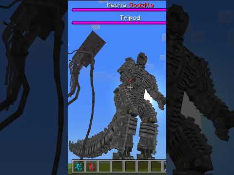 TRIPOD vs GODZILLA in Minecraft Bedrock War of the Worlds Addon