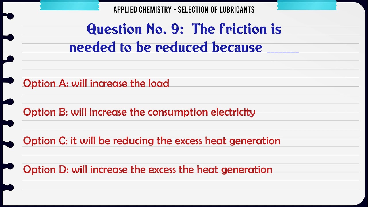 MCQ Questions Selection of Lubricants with Answers