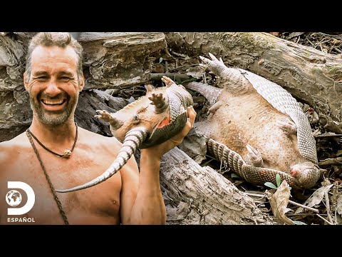 An armadillo for dinner! | Naked and Afraid: Extreme Edition | Discovery en Español