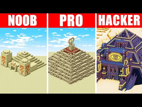Minecraft NOOB vs. PRO vs. HACKER : PYRAMID BUILD CHALLENGE in Minecraft!