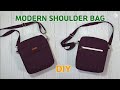 DIY MODERN SHOULDER BAG/ Rectangle bag with front pocket and zipper pocket/sewing tutorial
