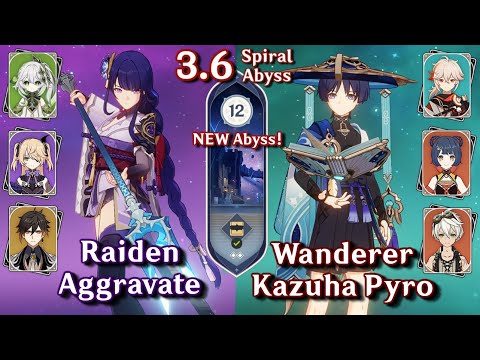 NEW Spiral Abyss 3.6 - C0 Raiden Aggravate & C0 Wanderer Hyper | Floor 12 - 9 Stars | Genshin Impact