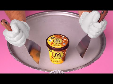 How to pimp up your MAGNUM Ice Cream Cup | Double Gold Caramel Billionaire - Ice Cream Rolls ASMR