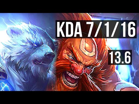 VOLIBEAR vs GRAGAS (JNG) | Rank 2 Voli, 7/1/16, Godlike | KR Challenger | 13.6