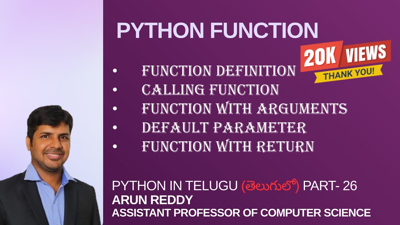 PYTHON IN TELUGU PART -26 | PYTHON FUNTIONS | PYTHON USER DEFINED FUNCTION IN TELUGU |