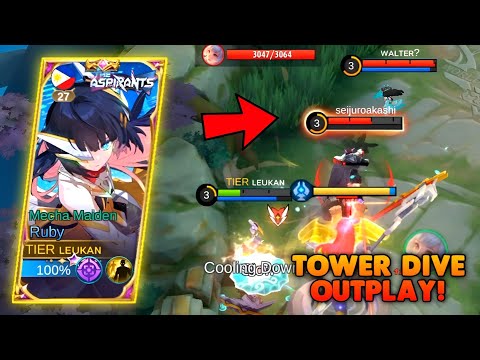 RUBY OUTPLAY ENEMY TOWER DIVE!🔥RUBY BEST BUILD 2023