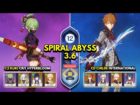 C2 Kuki Hyperbloom & C0 Childe International | Spiral Abyss 3.6 Floor 12 9 Stars | Genshin Impact