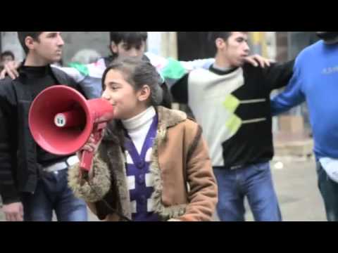 مظاهرة في حي الأنصاري في مدينة حلب في جمعة "لا لقوات حفظ السلام على أرض الشام"