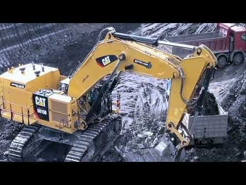 Caterpillar 6015B Excavator Loading Truck Working on Coal Mines