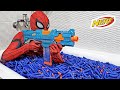 Spider Man Nerf Gun 10,000 Bullets shower ( Live Action Nerf First Person Shooter )