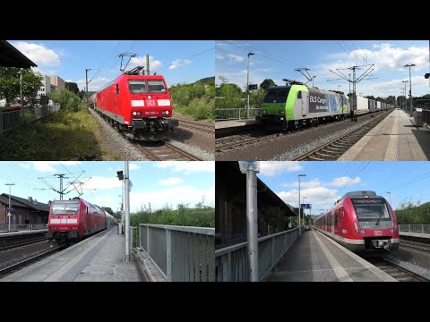 Bahnverkehr in Eitorf mit Br 146, Güterzügen mit BLS 485, DB 185 & 187, S-Bahn Köln und Br 430