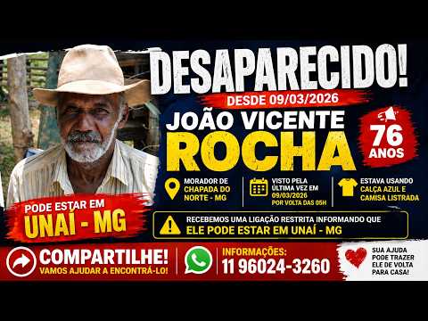 VOCÊ VIU ESTE HOMEM? IDOSO DESAPARECIDO PODE ESTAR EM UNAÍ