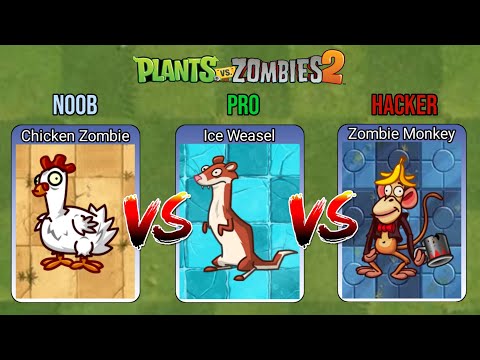 Chicken Zombie VS Ice Weasel VS Monkey Zombie Level 100 PvZ2 Zombie Vs Zombie