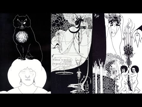 Illustration of Aubrey Beardsley's black and white painting