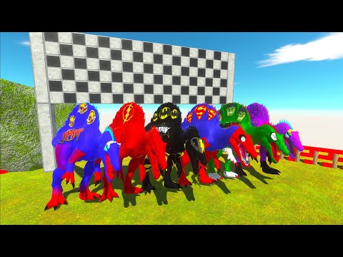 6 Superhero Spinosaurus Dc Marvel Speed ​​Race Champions On Grass - Animal Revolt Battle Simulator