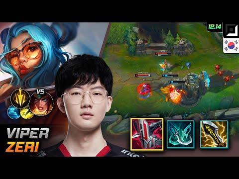Viper Adc Zeri Immortal Shieldbow Lethal Tempo - Viper Zeri Match Highlight - LOL KR 12.14