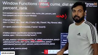 Window Functions In PySpark Continued ntile,cume dist and percent rank | Arun Kumar