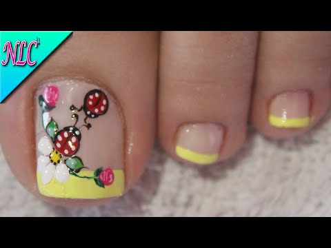 DISEÑO DE UÑAS PARA PIES MARIQUITAS CON FLORES Y FRANCÉS – ROSAS Y FLORES NAIL ART – FRENCH NAIL ART